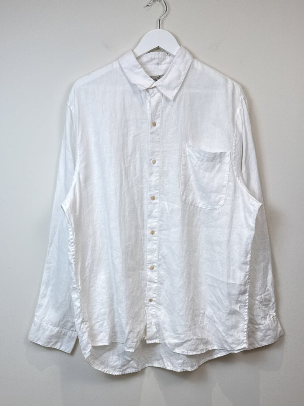 Kenny Flowers Mens 3XL White 100% Linen Button Up Long Sleeve Island Shirt Beach